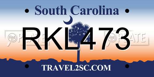 RKL473 South Carolina License Plate