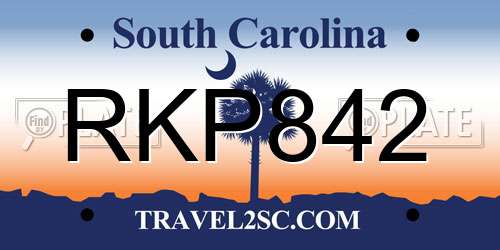 RKP842 South Carolina License Plate