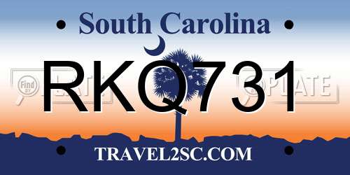 RKQ731 South Carolina License Plate