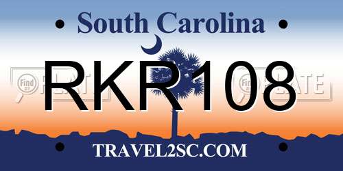 RKR108 South Carolina License Plate