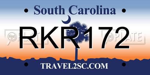 RKR172 South Carolina License Plate