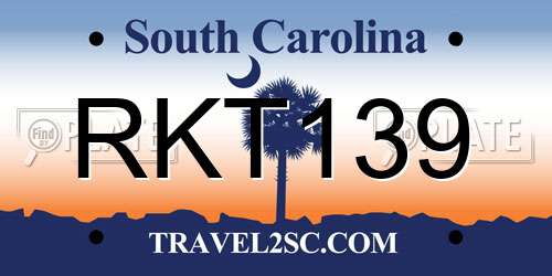 RKT139 South Carolina License Plate