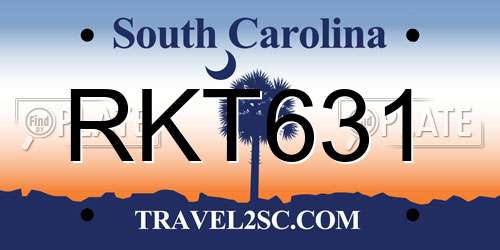 RKT631 South Carolina License Plate