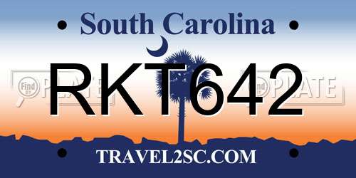 RKT642 South Carolina License Plate