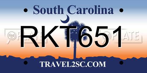 RKT651 South Carolina License Plate