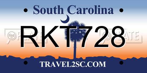 RKT728 South Carolina License Plate