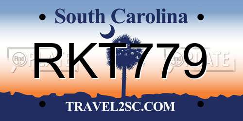 RKT779 South Carolina License Plate