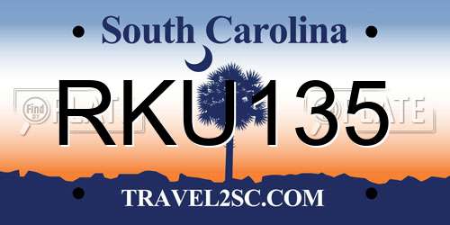RKU135 South Carolina License Plate