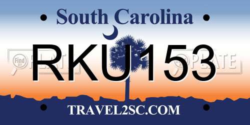 RKU153 South Carolina License Plate