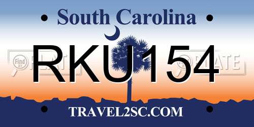 RKU154 South Carolina License Plate