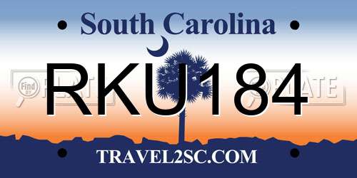 RKU184 South Carolina License Plate