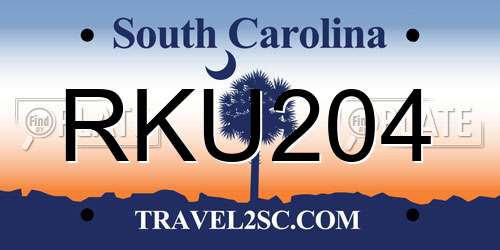RKU204 South Carolina License Plate
