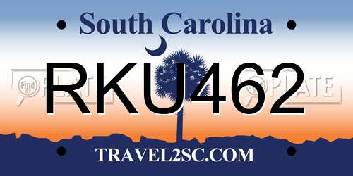 RKU462 South Carolina License Plate