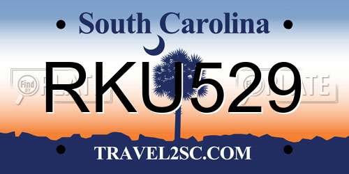 RKU529 South Carolina License Plate