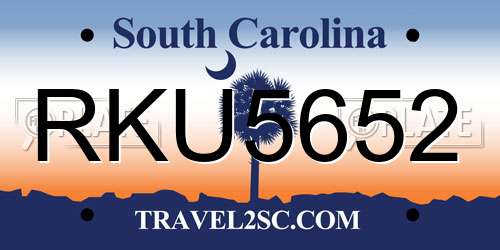 RKU5652 South Carolina License Plate
