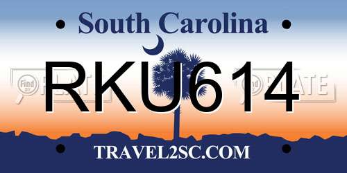 RKU614 South Carolina License Plate