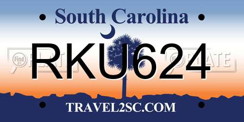 RKU624 South Carolina License Plate