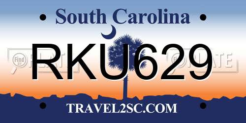 RKU629 South Carolina License Plate