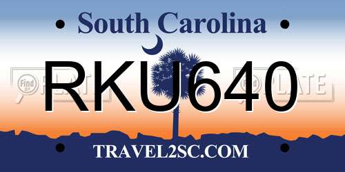 RKU640 South Carolina License Plate