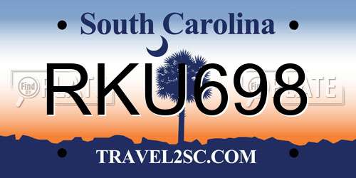 RKU698 South Carolina License Plate