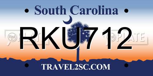 RKU712 South Carolina License Plate