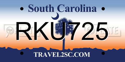 RKU725 South Carolina License Plate
