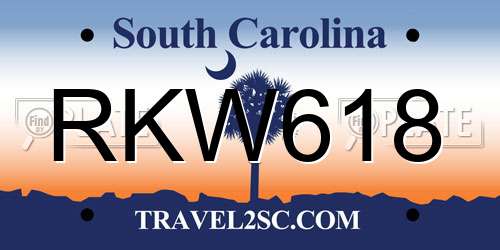 RKW618 South Carolina License Plate