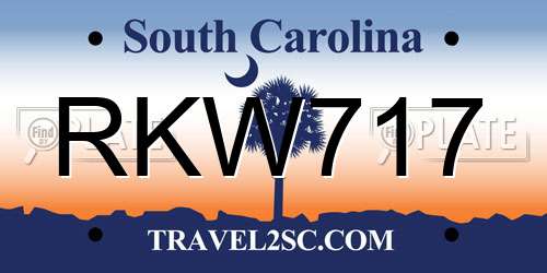 RKW717 South Carolina License Plate