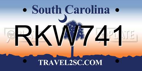 RKW741 South Carolina License Plate