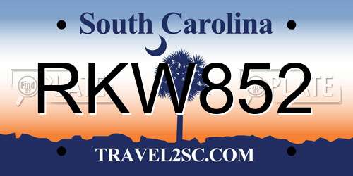 RKW852 South Carolina License Plate