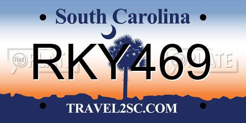 RKY469 South Carolina License Plate