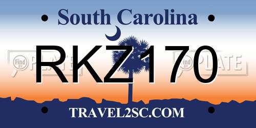 RKZ170 South Carolina License Plate