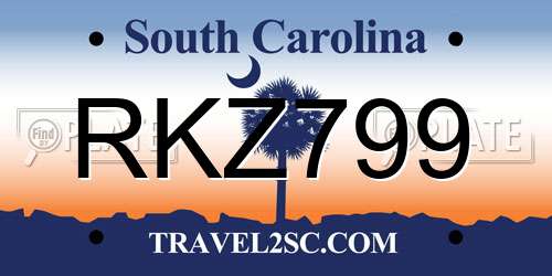 RKZ799 South Carolina License Plate