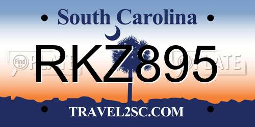 RKZ895 South Carolina License Plate