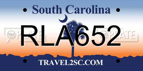RLA652 South Carolina License Plate