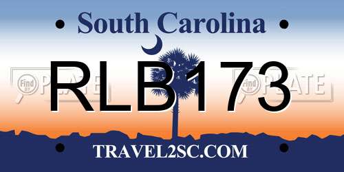 RLB173 South Carolina License Plate