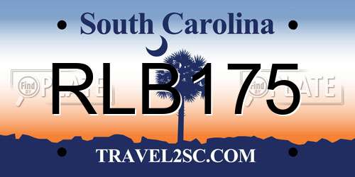 RLB175 South Carolina License Plate