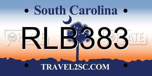 RLB383 South Carolina License Plate