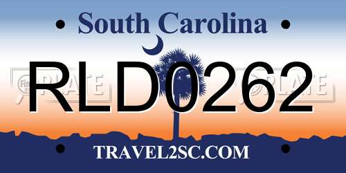 RLD0262 South Carolina License Plate