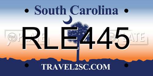 RLE445 South Carolina License Plate