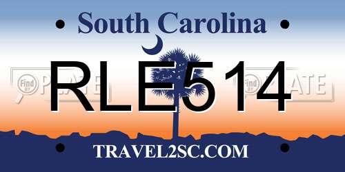 RLE514 South Carolina License Plate