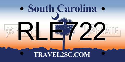RLE722 South Carolina License Plate