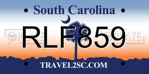 RLF859 South Carolina License Plate