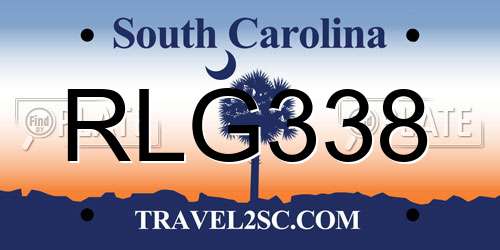 RLG338 South Carolina License Plate