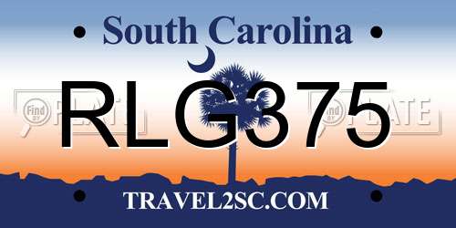 RLG375 South Carolina License Plate