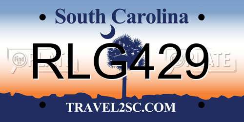RLG429 South Carolina License Plate