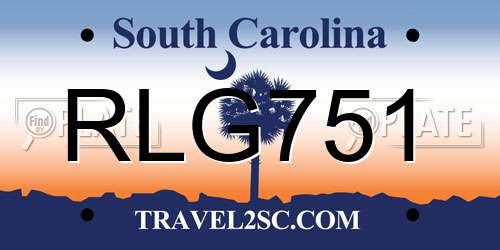 RLG751 South Carolina License Plate