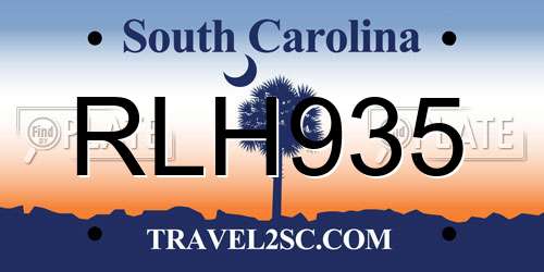 RLH935 South Carolina License Plate