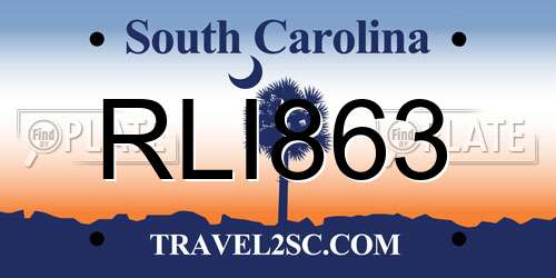 RLI863 South Carolina License Plate
