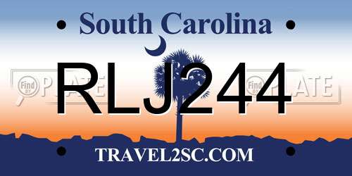 RLJ244 South Carolina License Plate